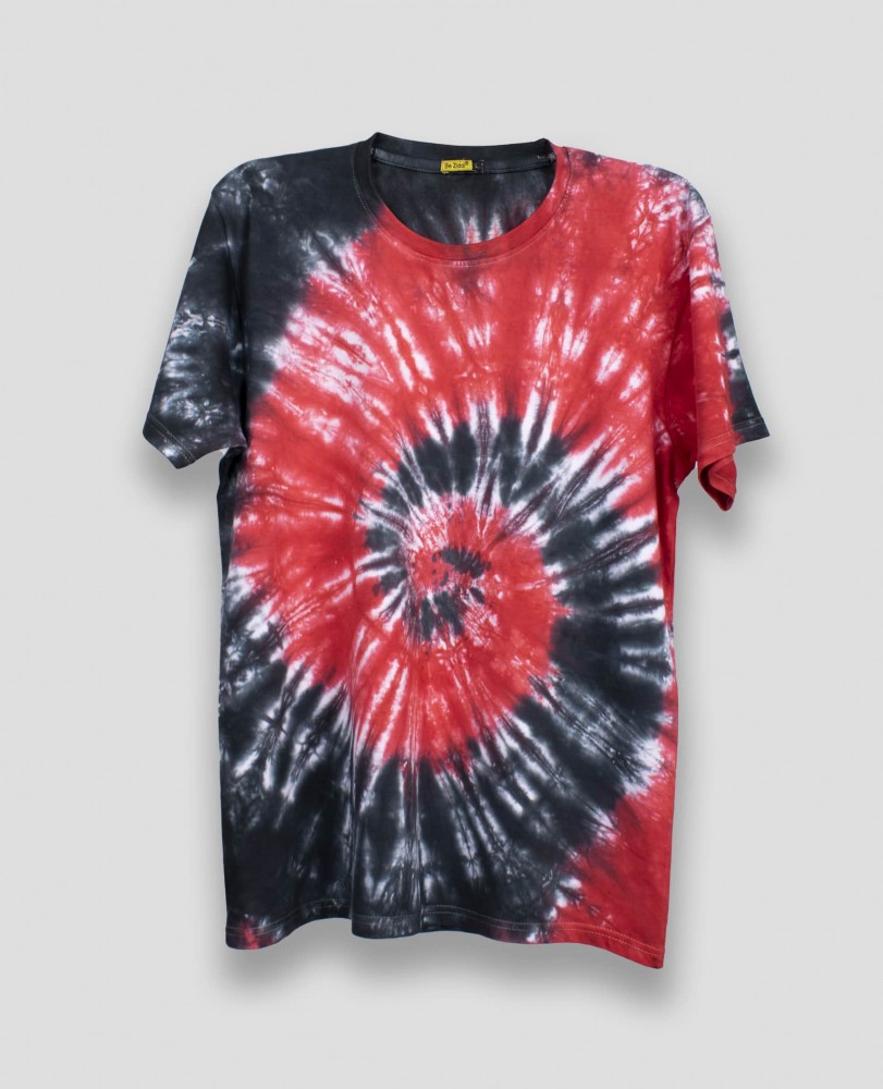 Buy Tie Dye: Red Black Swirl Half Sleeve T-Shirt Online
